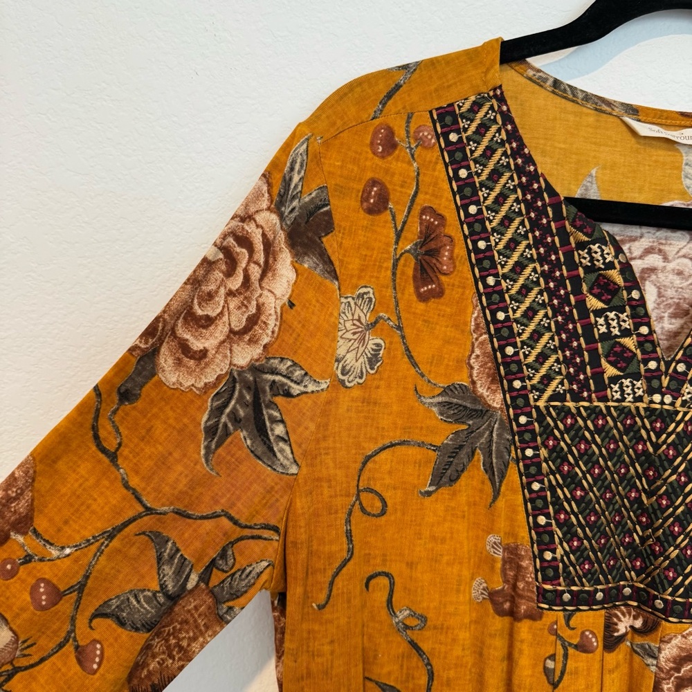 Soft Surroundings Embroidered Split Neck Boho Flo… - image 3